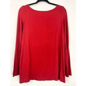 Eileen Fisher Womens Viscose‎ Long Sleeve Top M Red Holiday Stretch Minimalist